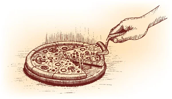 Πίτσα Ζωγραφισμένη Χέρι Διανυσματική Απεικόνιση — Διανυσματικό Αρχείο