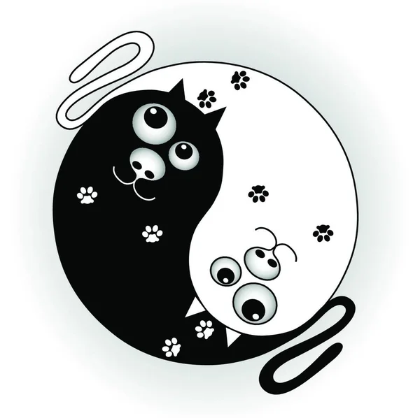 Symbool Yang Met Katten — Stockvector