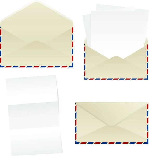 Envelope Folhas Papel Ilustração Vetorial — Vetor de Stock