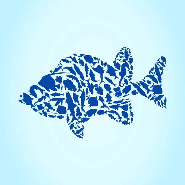 Peixe Silhueta Ilustração Vetorial — Vetor de Stock