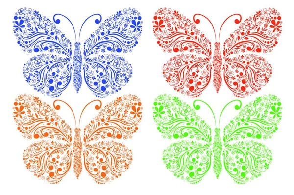 Hermosa Mariposas Vector Ilustración — Archivo Imágenes Vectoriales