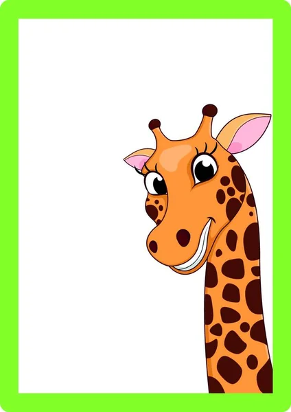 Carino Giraffa Sul Telaio Colorato Illustrazione Vettoriale — Vettoriale Stock