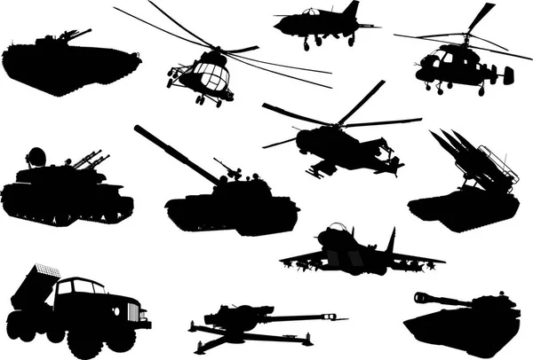 Vojenská Sada Barevné Vektorové Ilustrace — Stockový vektor