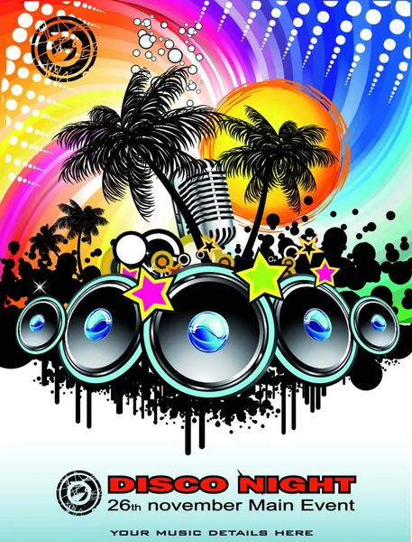 Evento Musicale Discoteca Flyer Illustrazione Vettoriale Colorata — Vettoriale Stock