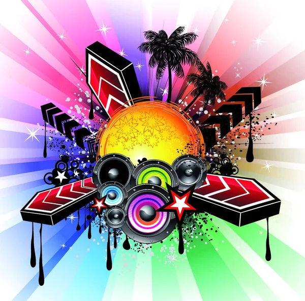 Halloween Rainbow Disco Musik Hintergrund — Stockvektor