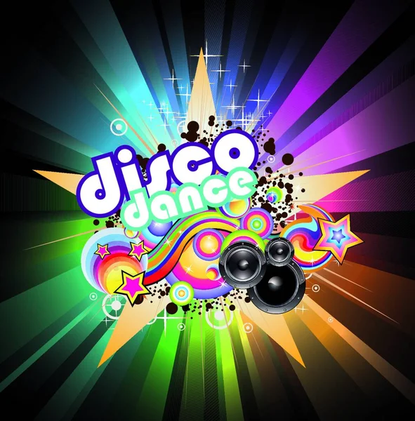 Disko Müzik Arkaplanı Renkli Vektör Çizimi — Stok Vektör