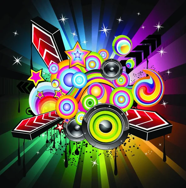 Disco Fond Musical Illustration Vectorielle Colorée — Image vectorielle