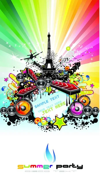 Parijs Disco Gebeurtenis Achtergrond — Stockvector