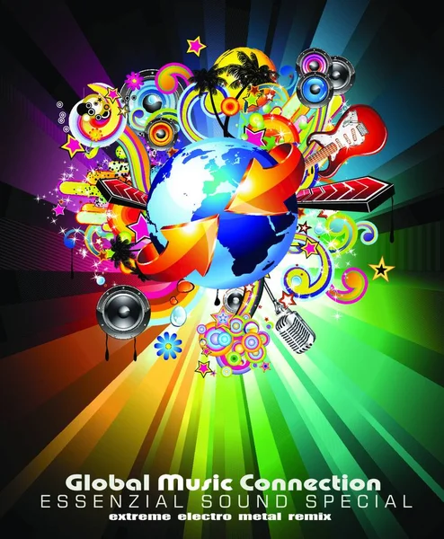 Flyer Background International Global Music Event — Stock Vector