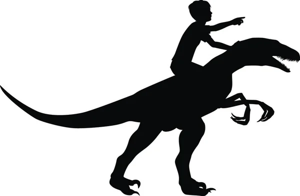 Illustration Boy Ridning Raptor — Stock vektor