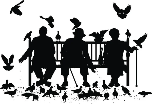 Illustration Der Taubenfütterer — Stockvektor