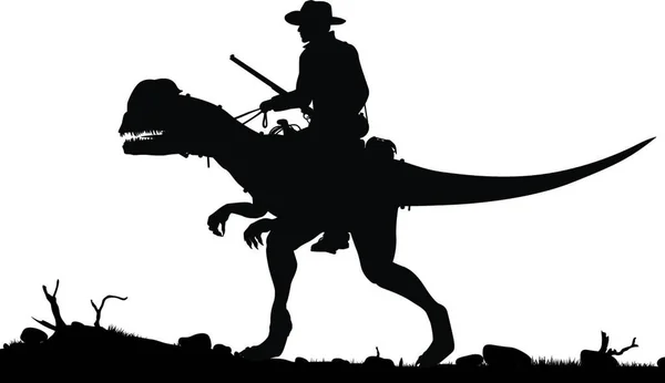 Illustration Prehistoric Cowboy — Stock Vector