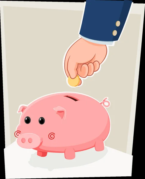 Piggy Τράπεζα Και Εικονίδιο Χέρι Διανυσματική Απεικόνιση — Διανυσματικό Αρχείο