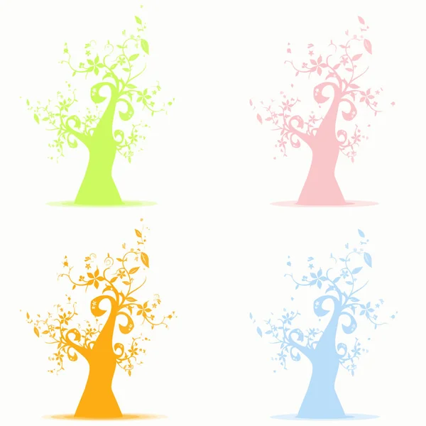 Art Trees Colorful Vector Illustration — Stock Vector