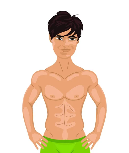 Sexy Guy Isolated Colorful Vector Illustration — стоковый вектор