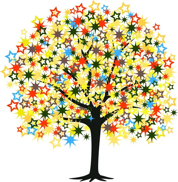 Star Tree Colorful Vector Illustration — Stock Vector
