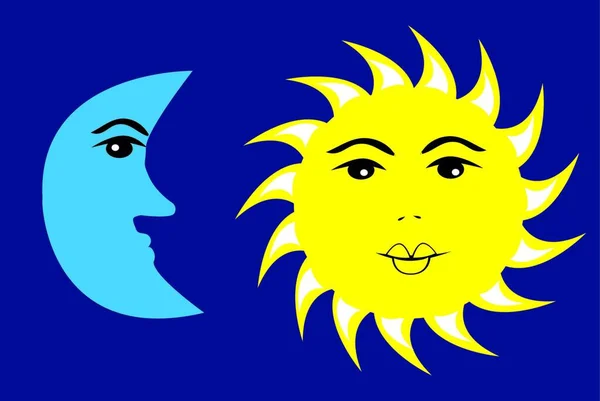 Illustration Von Mond Und Sonne — Stockvektor