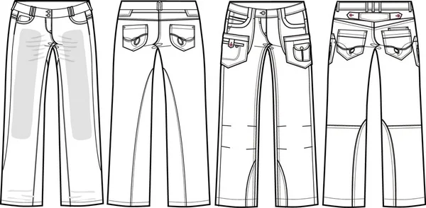 Ilustrasi Vektor Wanita Jeans Boyfriend - Stok Vektor