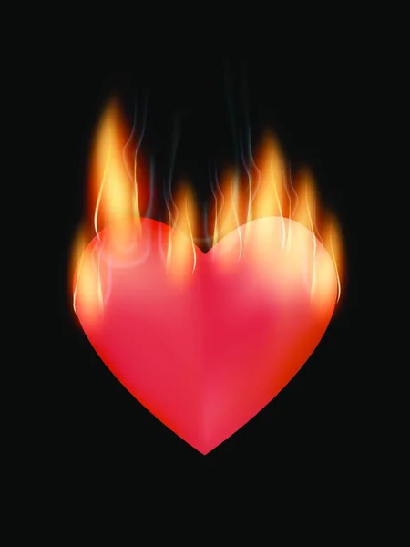 Illustration Burning Heart — Stock Vector