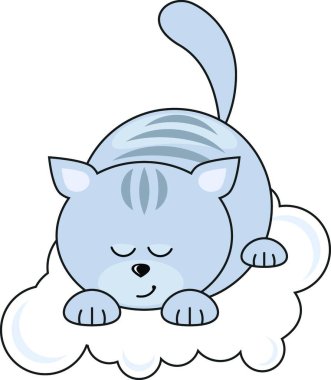 Küçük kedi uyku vektörü çizimi 