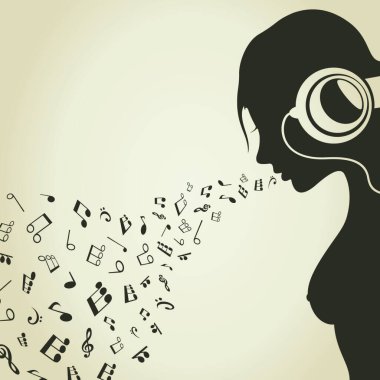 Müzik ve kız vektör illüstrasyonu   