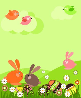 Paskalya manzarası, renkli vektör çizimi