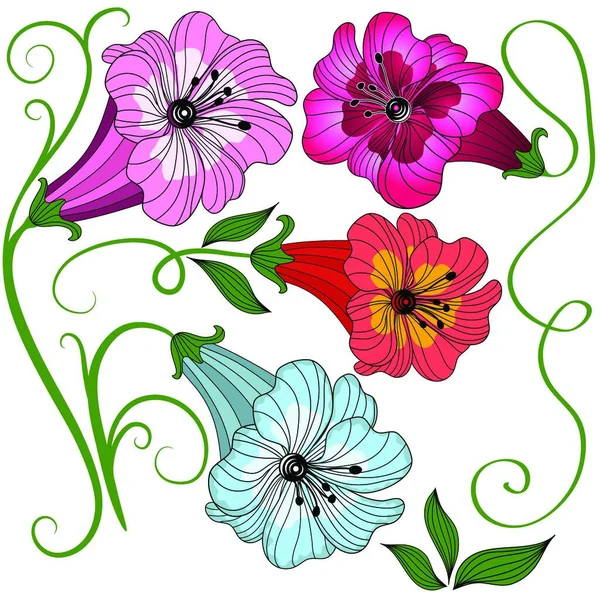 Πολύχρωμα Λουλούδια Φόντο Για Αντίγραφο Χώρου — Διανυσματικό Αρχείο
