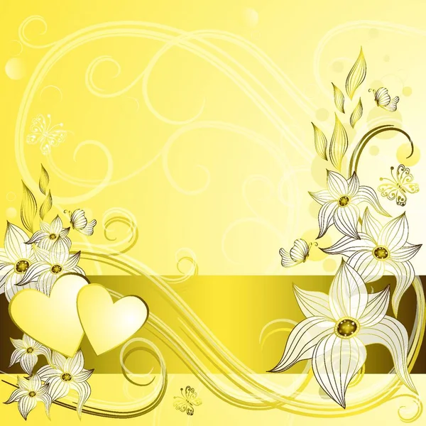 Gold Valentine Frame Vetor Ilustração —  Vetores de Stock