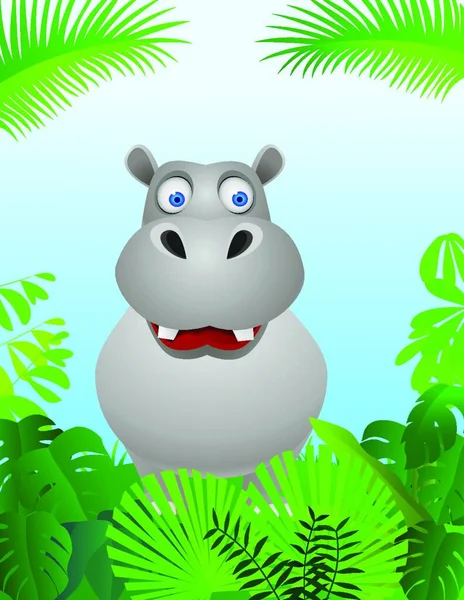 Illustration Hippopotame Mignon — Image vectorielle