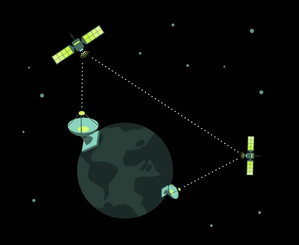 Ilustrace Práce Telekomunikačním Satelitem — Stockový vektor