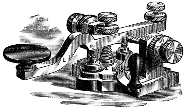 Manipulateur Morse Gravure Vintage — Image vectorielle