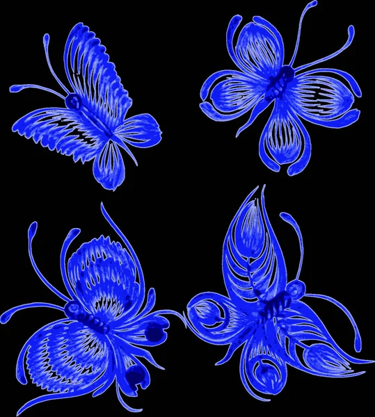 Иллюстрация Бабочки Коллекция — стоковый вектор