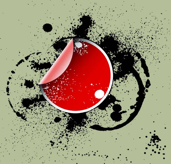 Autocollant Rouge Sur Dos Grunge — Image vectorielle