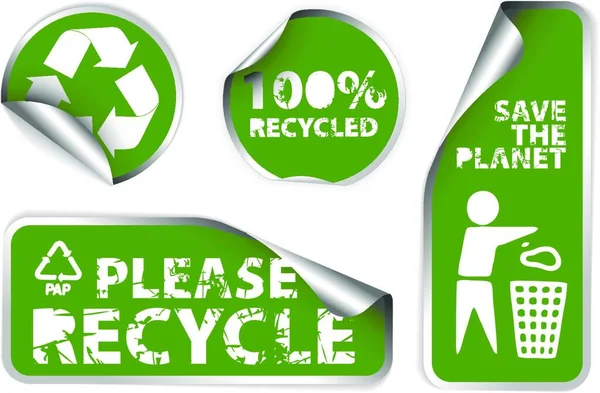 Zestaw Ikon Ekologii Recyklingu — Wektor stockowy