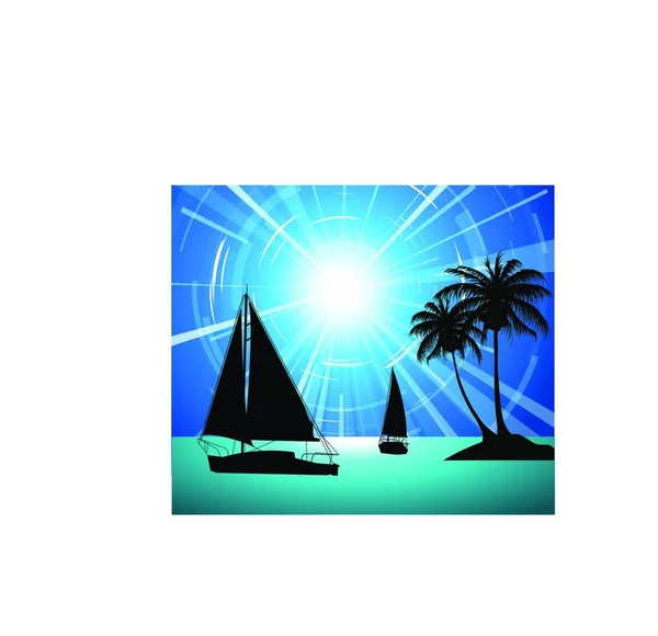 Illustration Des Yachts Sur Océan — Image vectorielle