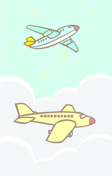 Самолеты Облаках Графическая Векторная Иллюстрация — стоковый вектор