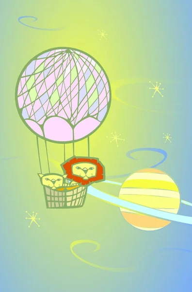 空间气球狮子 图形矢量图解 — 图库矢量图片