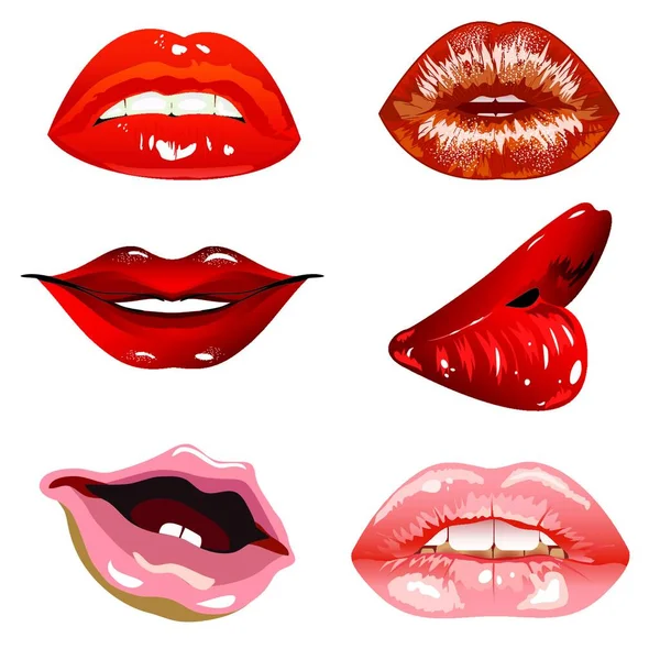 Lábios Femininos Ilustração Vetorial Gráfica — Vetor de Stock