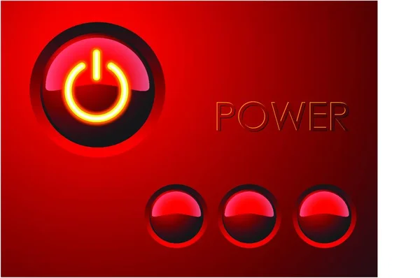 Illustratie Van Rode Power Knop — Stockvector