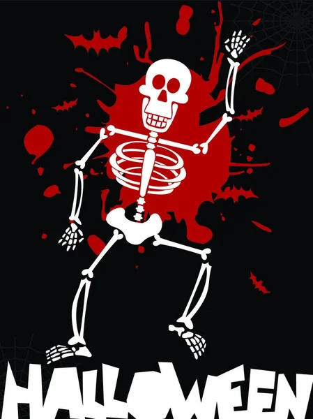 Halloween Dansen Skelet Achtergrond Vector Illustratie — Stockvector
