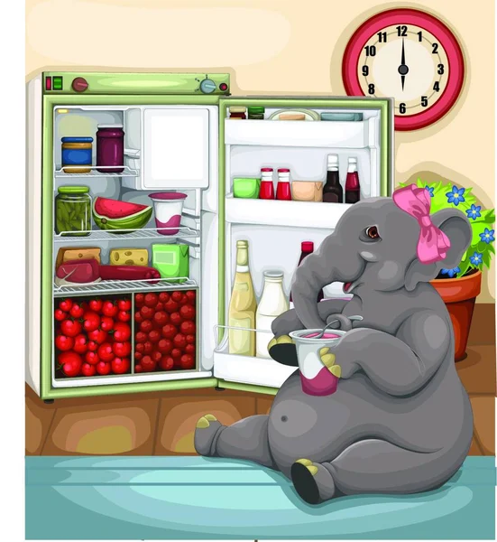 Illustration Elephant Glutton — Stock Vector