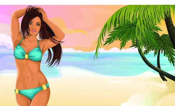 Illustration Relaxing Beach — Image vectorielle