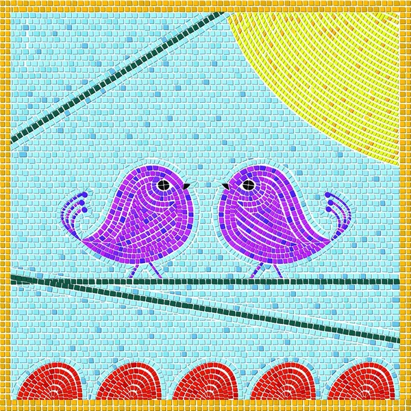 ツイート鳥のモザイクのイラスト — ストックベクタ