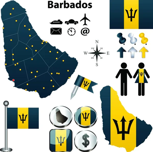 Barbados Mapa Web Simples Ilustração — Vetor de Stock