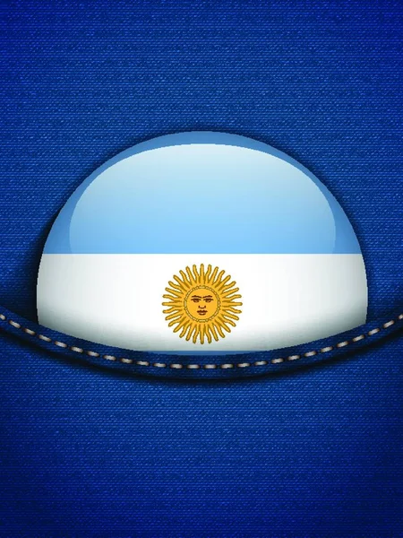 Botão Bandeira Argentina Bolso Jeans — Vetor de Stock
