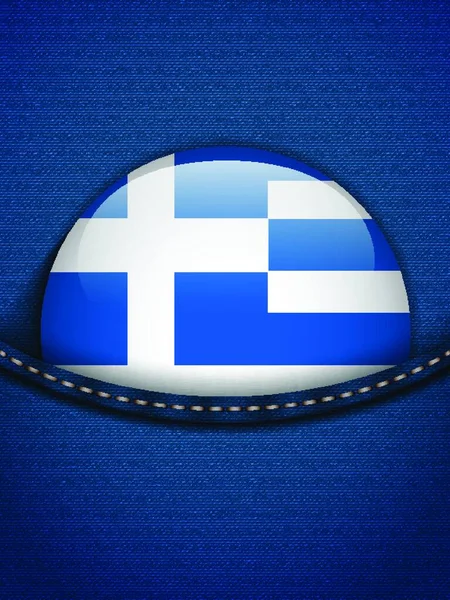 希腊国旗按钮在牛仔裤的口袋里 — 图库矢量图片