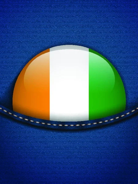 Irland Flagga Knappen Jeans Ficka — Stock vektor
