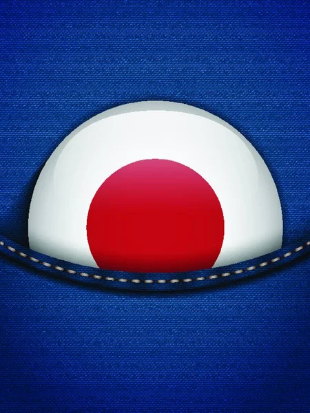Japan Flag Button Jeans Pocket — Stock Vector