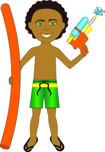 Illustration Mixed Afro Boy — Stock Vector