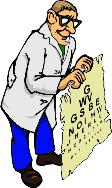 Doktor Optometristin Çizimi — Stok Vektör